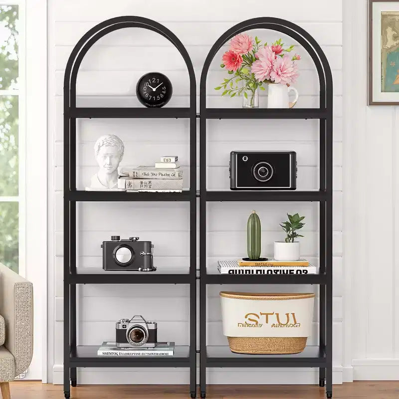 Étagère bibliothèque à 4 niveaux en bois avec étagères ouvertes pour livres, plantes et décoration