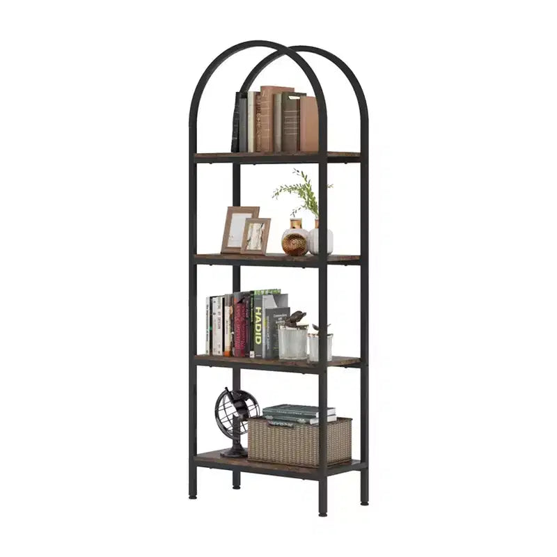 Étagère bibliothèque à 4 niveaux en bois avec étagères ouvertes pour livres, plantes et décoration