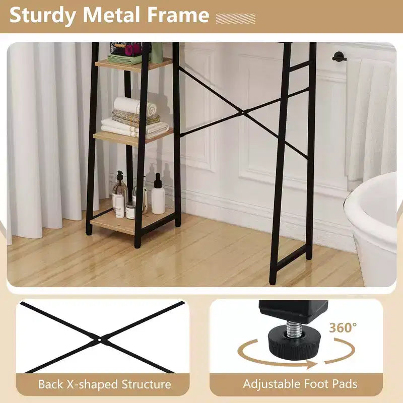 Meuble de rangement WC au-dessus des toilettes avec porte en rotin PE