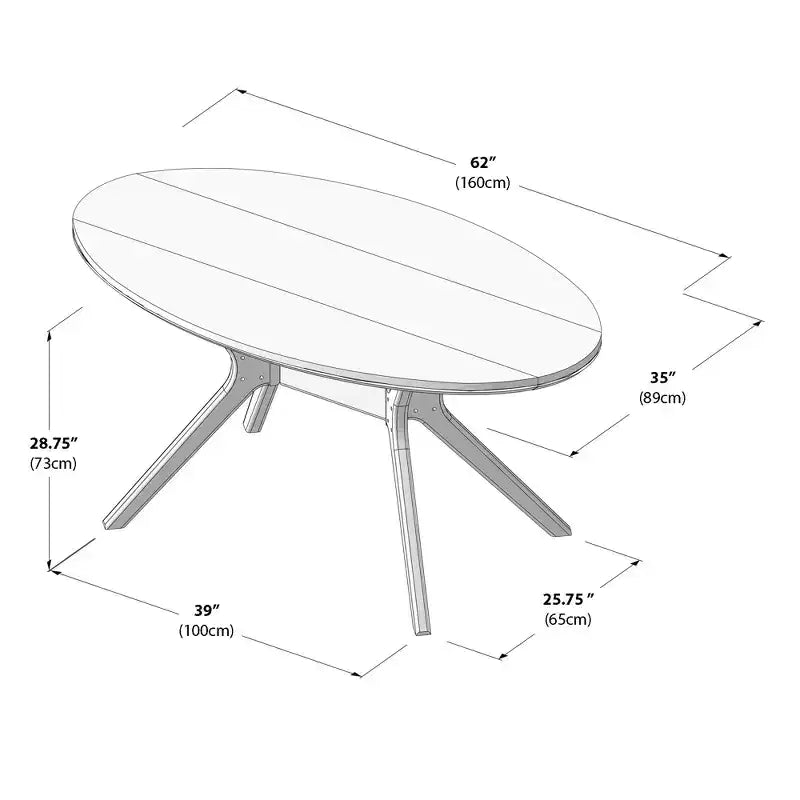 Table à manger ovale Verso de 157 cm pour 4 personnes, Table de cuisine en bois massif