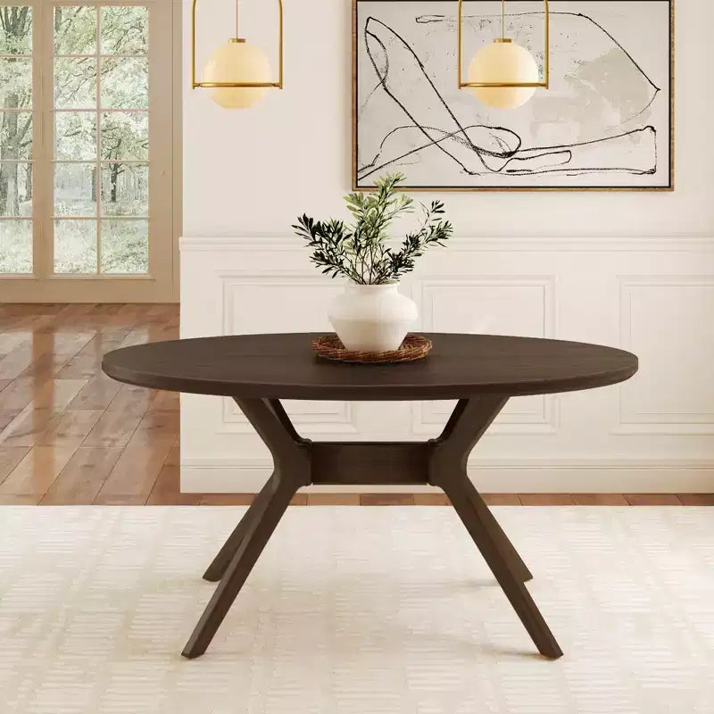 Table à manger ovale Verso de 157 cm pour 4 personnes, Table de cuisine en bois massif