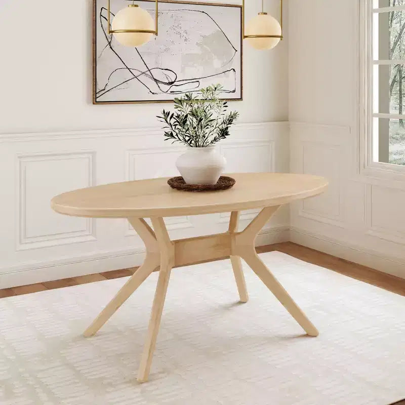 Table à manger ovale Verso de 157 cm pour 4 personnes, Table de cuisine en bois massif