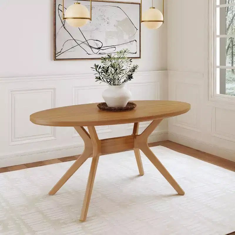 Table à manger ovale Verso de 157 cm pour 4 personnes, Table de cuisine en bois massif