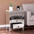 Table de chevet avec tiroirs en miroir - Argent - SEI