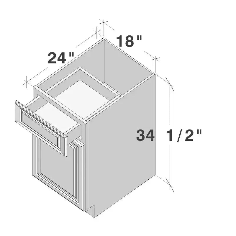 Meuble bas de cuisine avec tiroir, 18 po L x 34,5 po H x 24 po P, cadre en contreplaqué à fermeture amortie - recouvrant RTA
