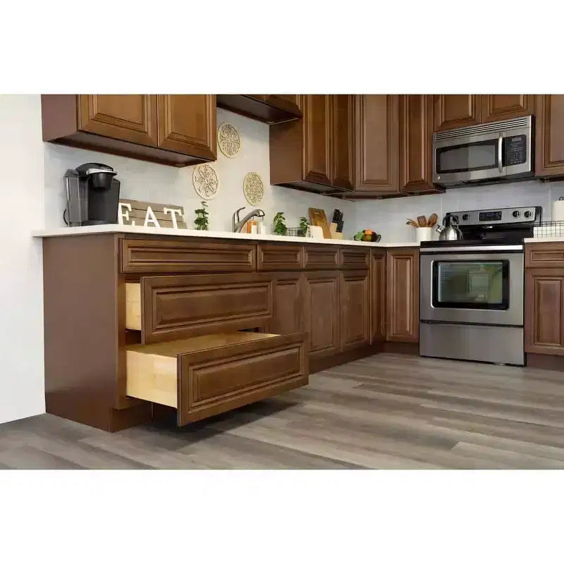 Meuble bas de cuisine avec tiroir, 18 po L x 34,5 po H x 24 po P, cadre en contreplaqué à fermeture amortie - recouvrant RTA