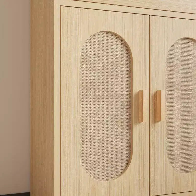 Meuble de rangement en rotin, 3 étagères, 1 tiroir, 2 portes, H 180 cm