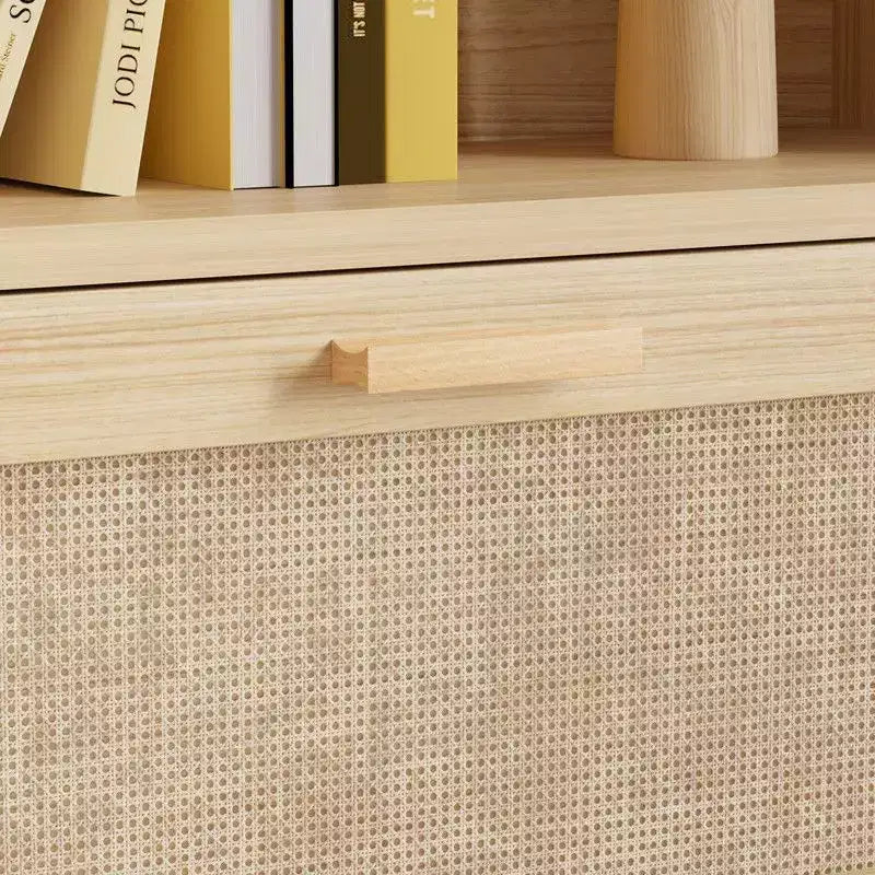 Meuble de rangement en rotin, 3 étagères, 1 tiroir, 2 portes, H 180 cm