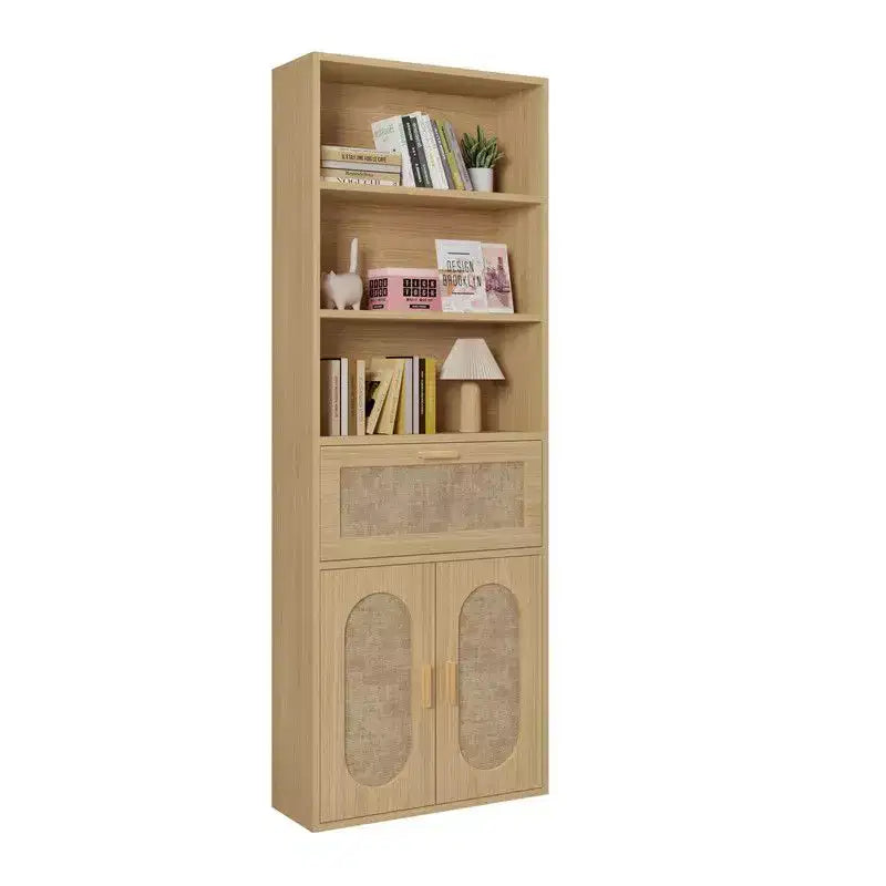 Meuble de rangement en rotin, 3 étagères, 1 tiroir, 2 portes, H 180 cm