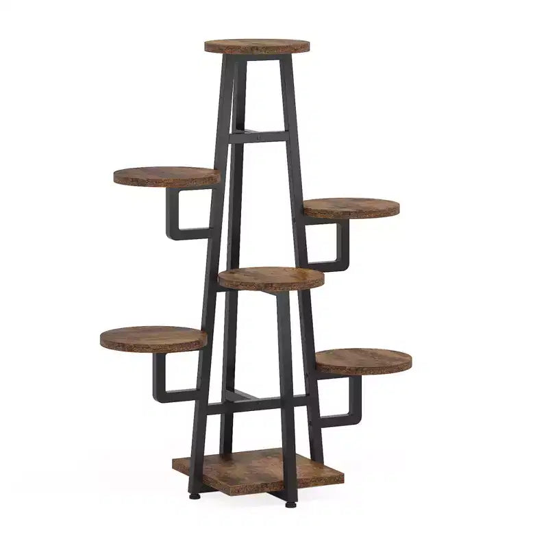 Support pour plantes de 110 cm, 6 panneaux ronds larges, design haut-bas favorable à la lumière du soleil
