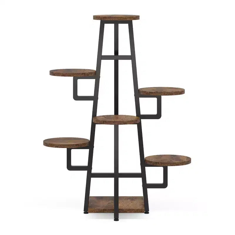 Support pour plantes de 110 cm, 6 panneaux ronds larges, design haut-bas favorable à la lumière du soleil