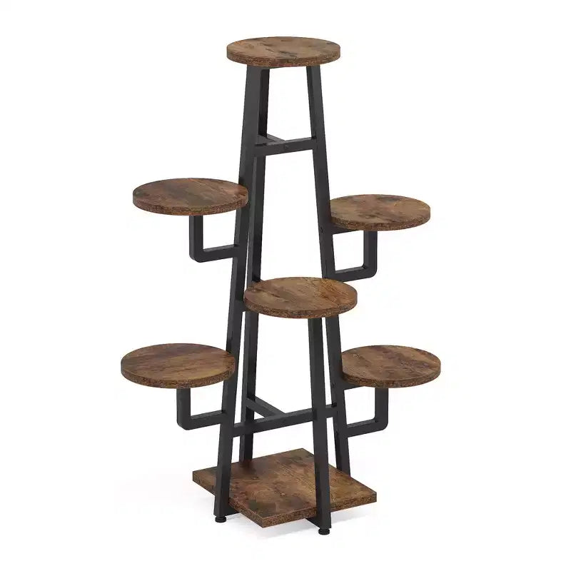 Support pour plantes de 110 cm, 6 panneaux ronds larges, design haut-bas favorable à la lumière du soleil