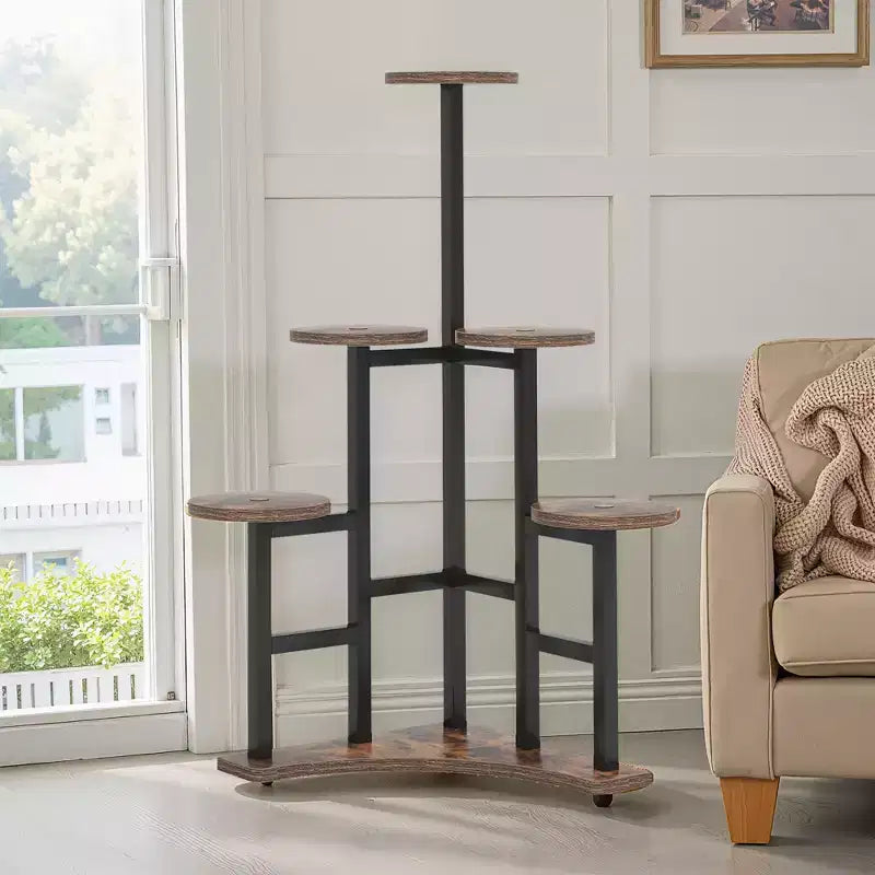 Support pour plantes de 110 cm, 6 panneaux ronds larges, design haut-bas favorable à la lumière du soleil
