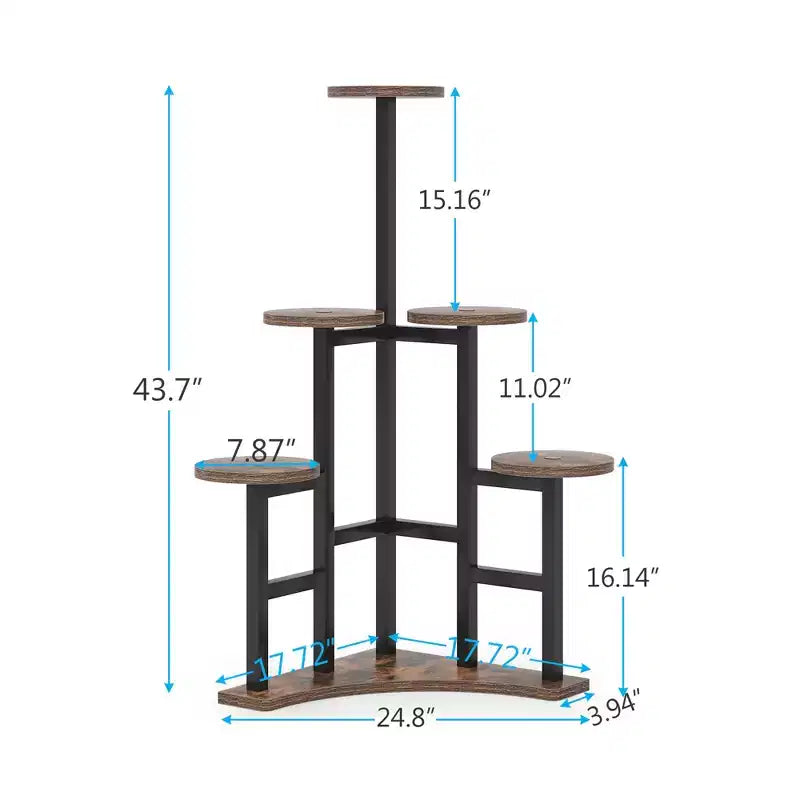 Support pour plantes de 110 cm, 6 panneaux ronds larges, design haut-bas favorable à la lumière du soleil