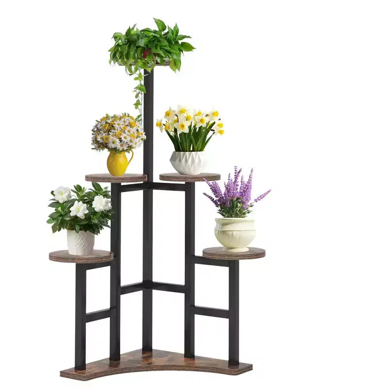 Support pour plantes de 110 cm, 6 panneaux ronds larges, design haut-bas favorable à la lumière du soleil