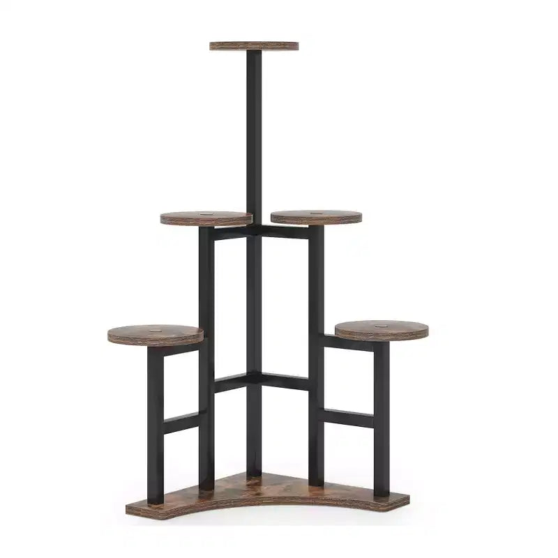 Support pour plantes de 110 cm, 6 panneaux ronds larges, design haut-bas favorable à la lumière du soleil