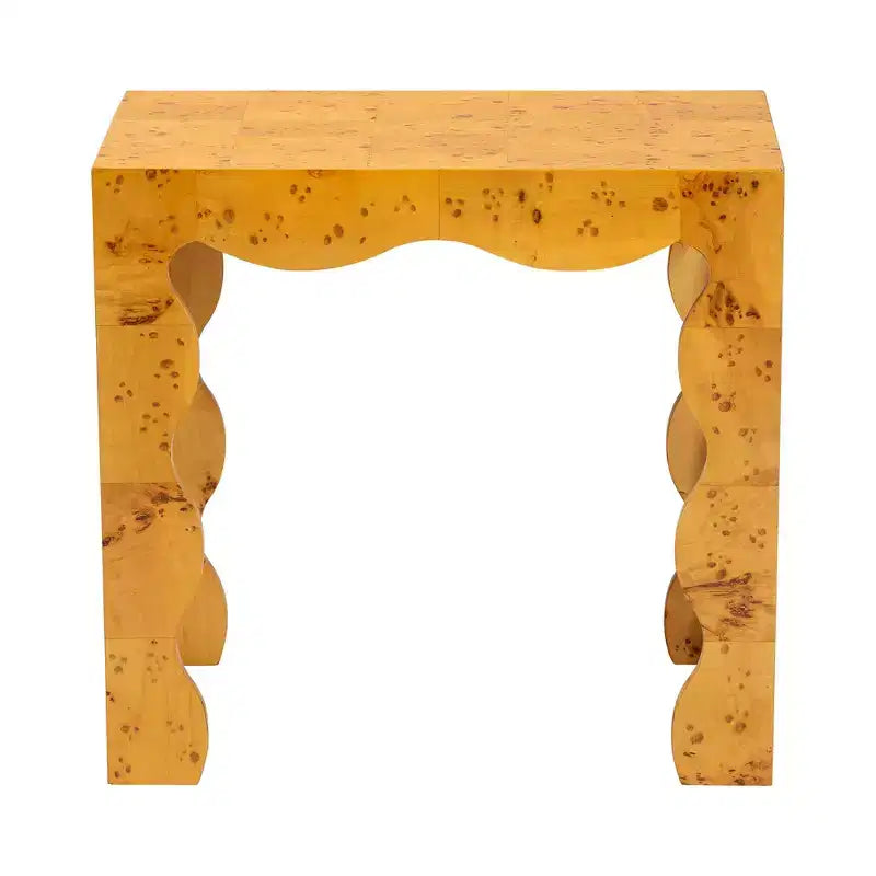 Table d'appoint en loupe de bois véritable moderne et contemporaine