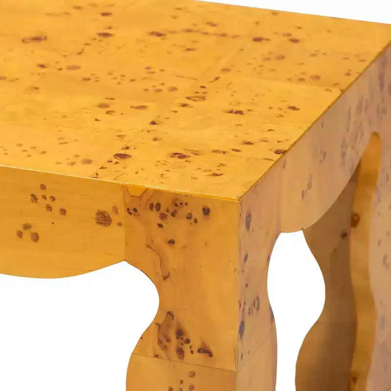 Table d'appoint en loupe de bois véritable moderne et contemporaine