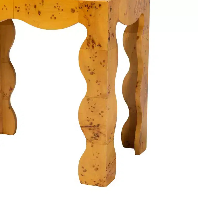 Table d'appoint en loupe de bois véritable moderne et contemporaine