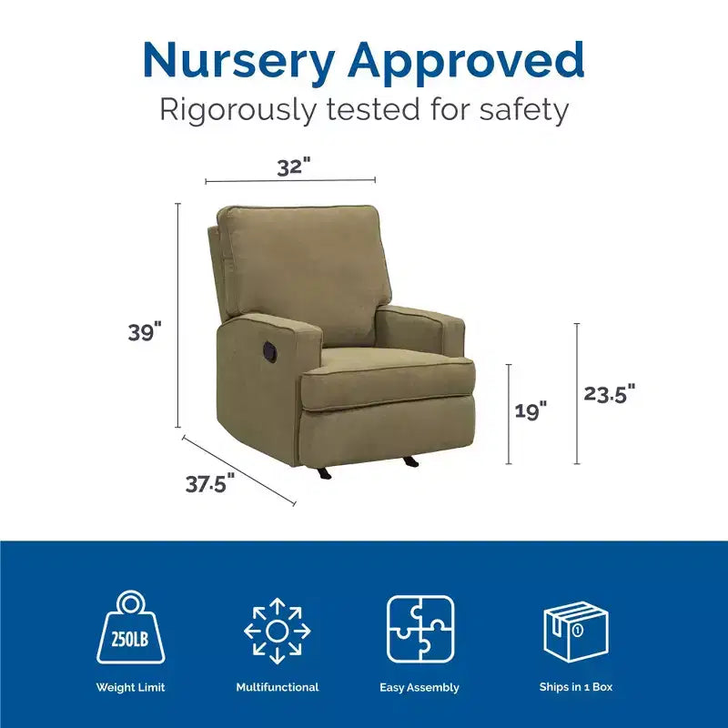 Fauteuil inclinable à bascule pour chambre de bébé, fauteuil inclinable 2-en-1 avec revêtement en velours
