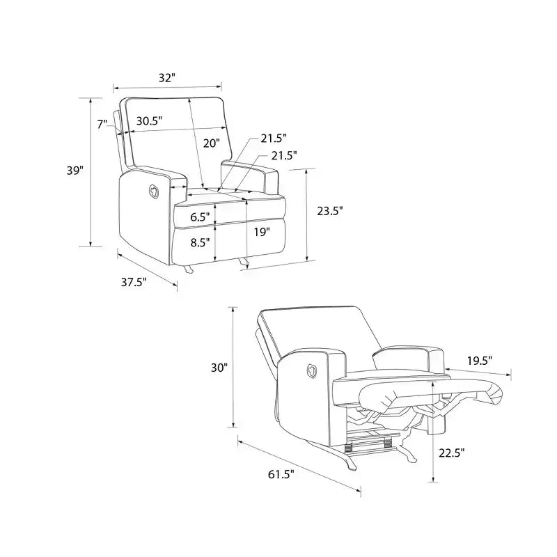 Fauteuil inclinable à bascule pour chambre de bébé, fauteuil inclinable 2-en-1 avec revêtement en velours