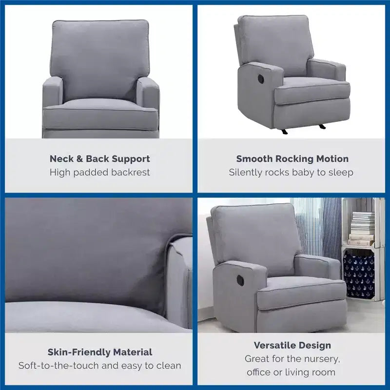 Fauteuil inclinable à bascule pour chambre de bébé, fauteuil inclinable 2-en-1 avec revêtement en velours