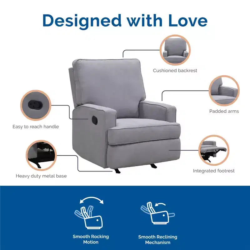 Fauteuil inclinable à bascule pour chambre de bébé, fauteuil inclinable 2-en-1 avec revêtement en velours