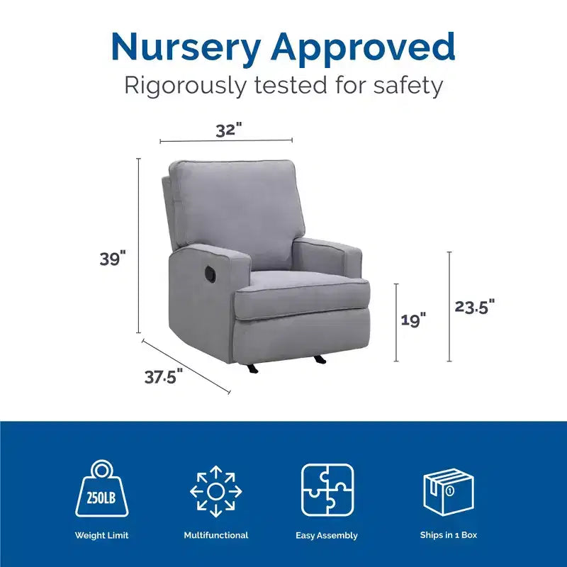Fauteuil inclinable à bascule pour chambre de bébé, fauteuil inclinable 2-en-1 avec revêtement en velours