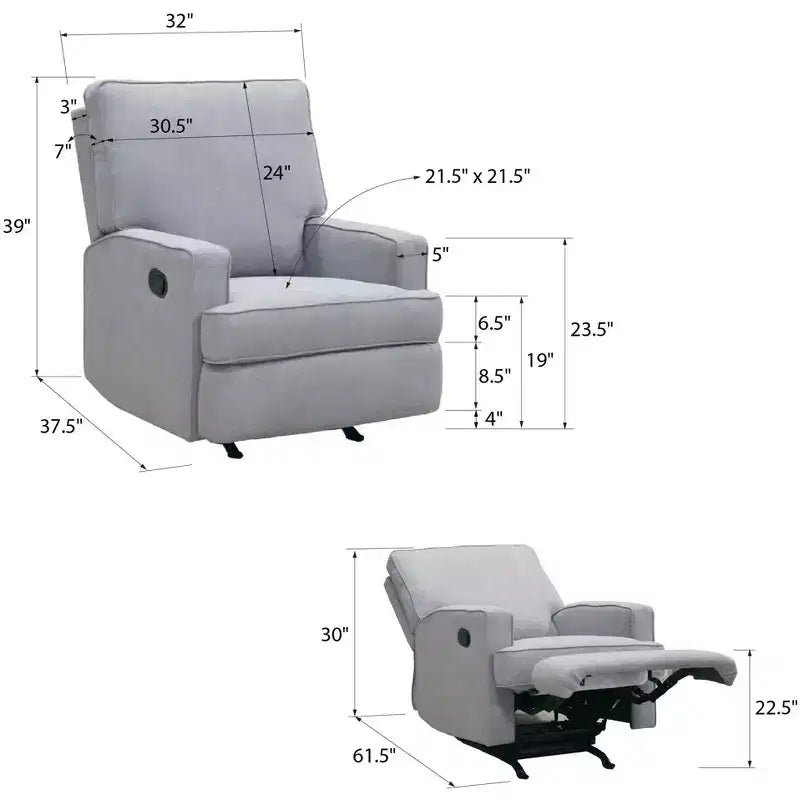 Fauteuil inclinable à bascule pour chambre de bébé, fauteuil inclinable 2-en-1 avec revêtement en velours