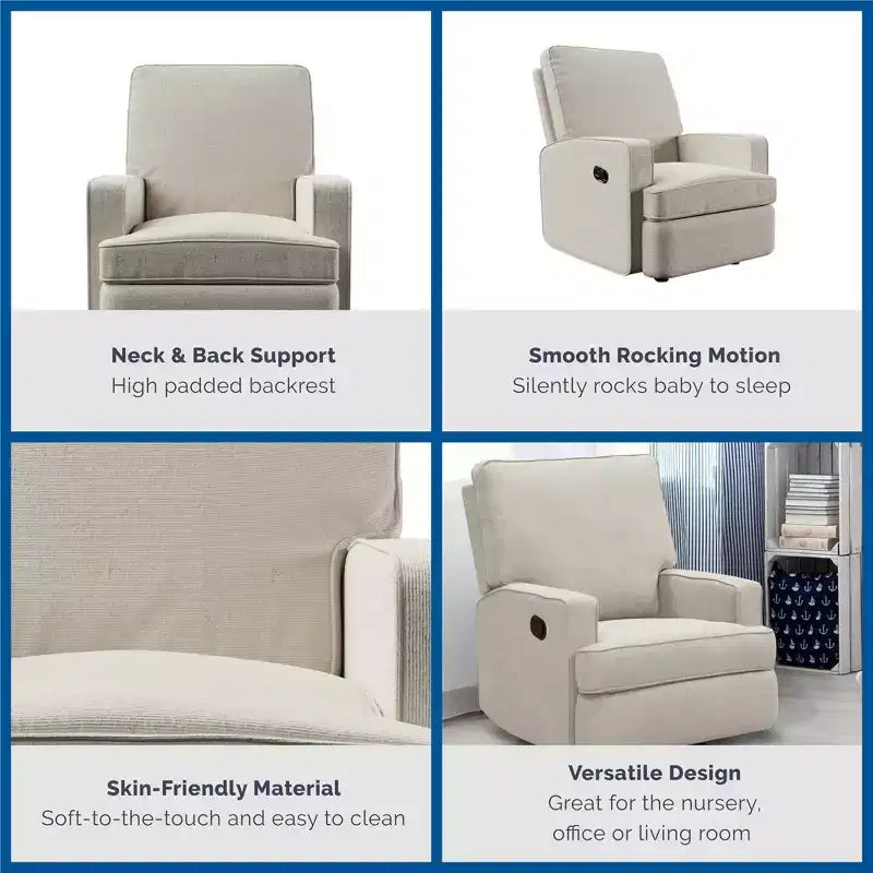 Fauteuil inclinable à bascule pour chambre de bébé, fauteuil inclinable 2-en-1 avec revêtement en velours