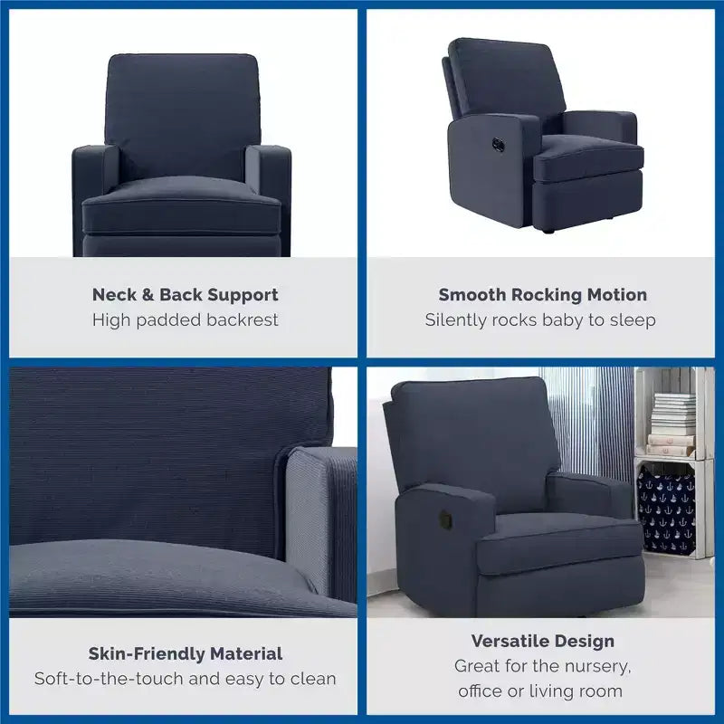 Fauteuil inclinable à bascule pour chambre de bébé, fauteuil inclinable 2-en-1 avec revêtement en velours