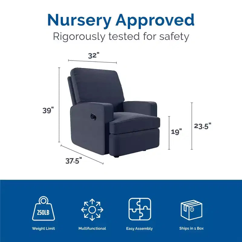 Fauteuil inclinable à bascule pour chambre de bébé, fauteuil inclinable 2-en-1 avec revêtement en velours