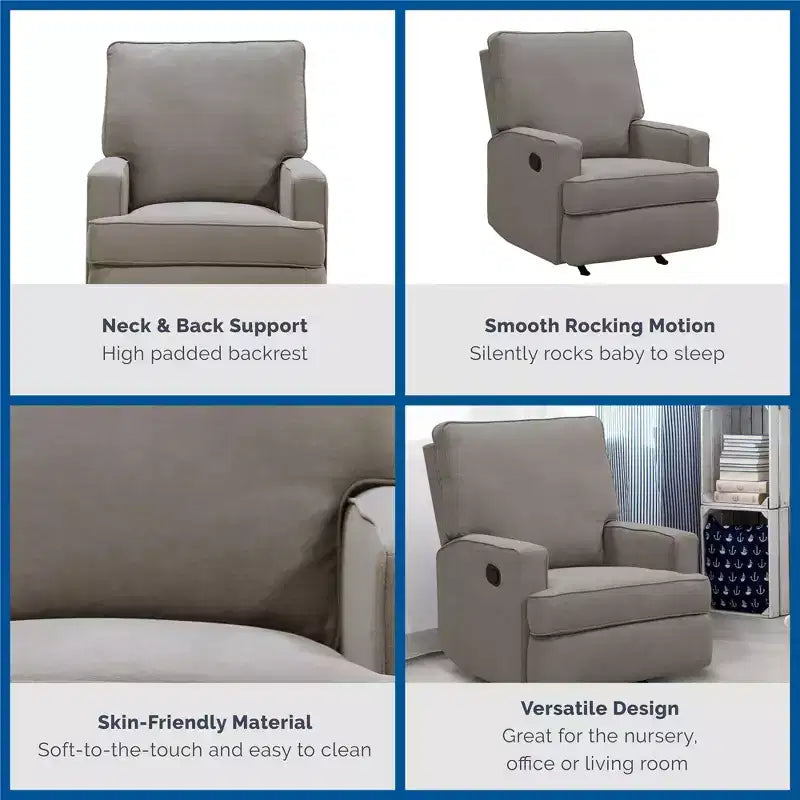 Fauteuil inclinable à bascule pour chambre de bébé, fauteuil inclinable 2-en-1 avec revêtement en velours