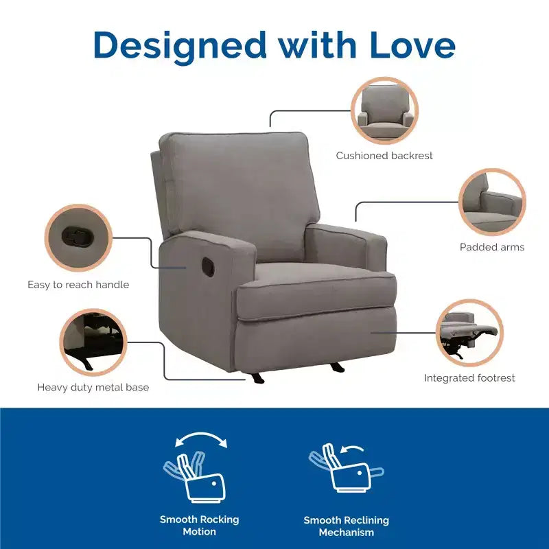 Fauteuil inclinable à bascule pour chambre de bébé, fauteuil inclinable 2-en-1 avec revêtement en velours