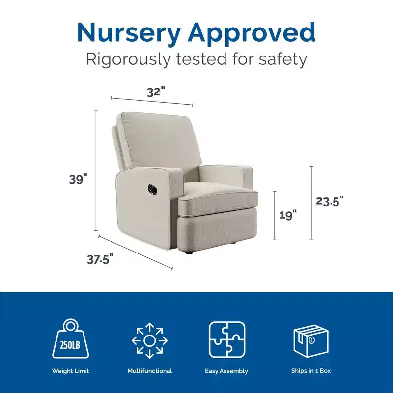 Fauteuil inclinable à bascule pour chambre de bébé, fauteuil inclinable 2-en-1 avec revêtement en velours