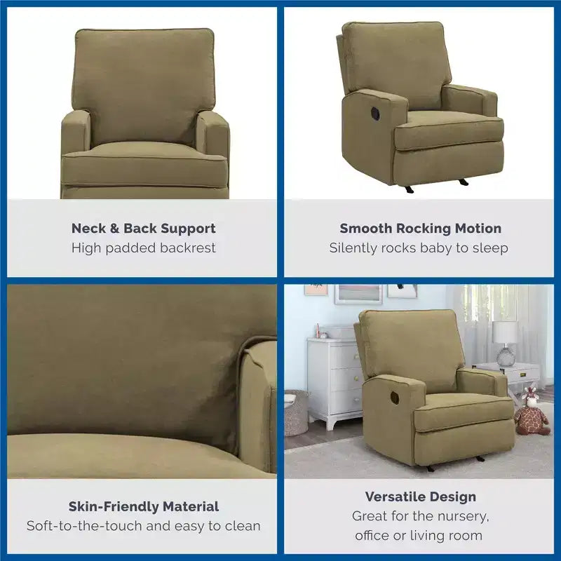 Fauteuil inclinable à bascule pour chambre de bébé, fauteuil inclinable 2-en-1 avec revêtement en velours