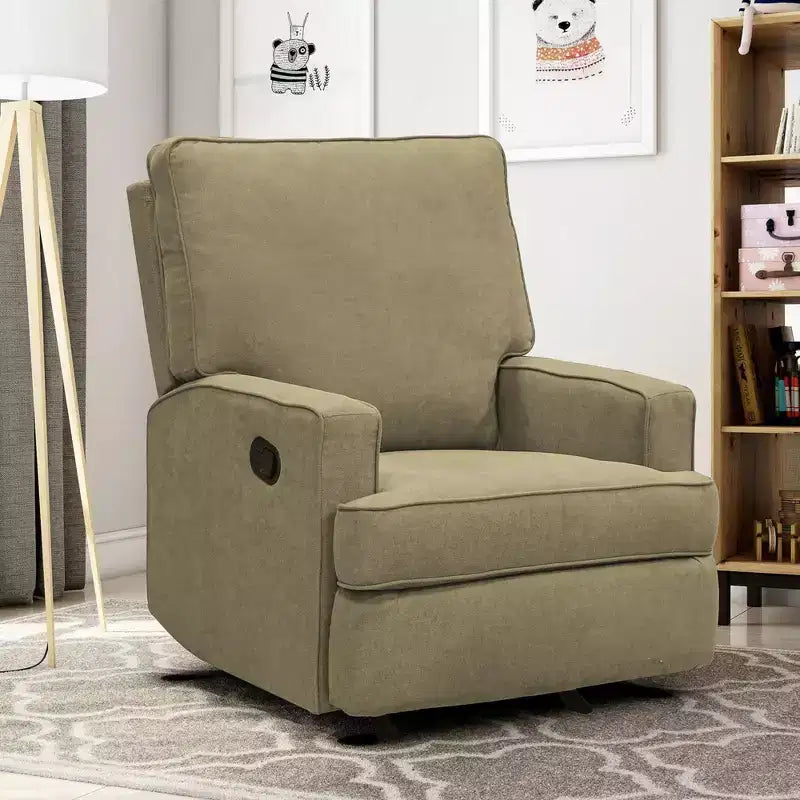 Fauteuil inclinable à bascule pour chambre de bébé, fauteuil inclinable 2-en-1 avec revêtement en velours