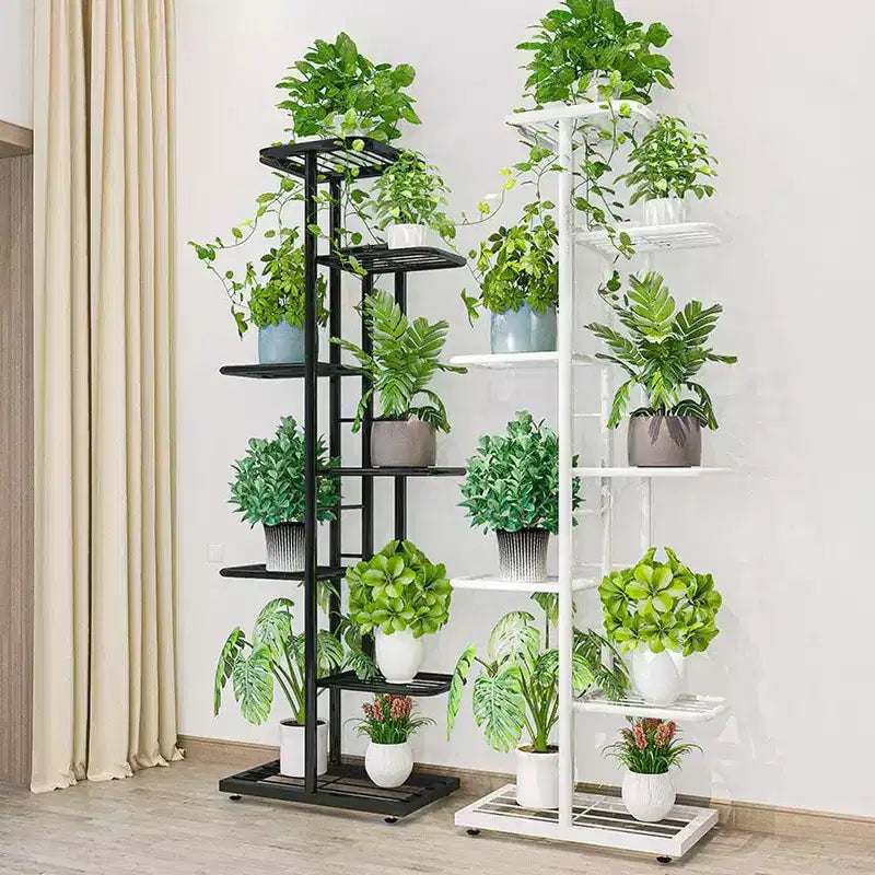 Étagère à plantes en métal à 8 niveaux pour plantes d'intérieur multiples, grande étagère d'angle de 141 cm