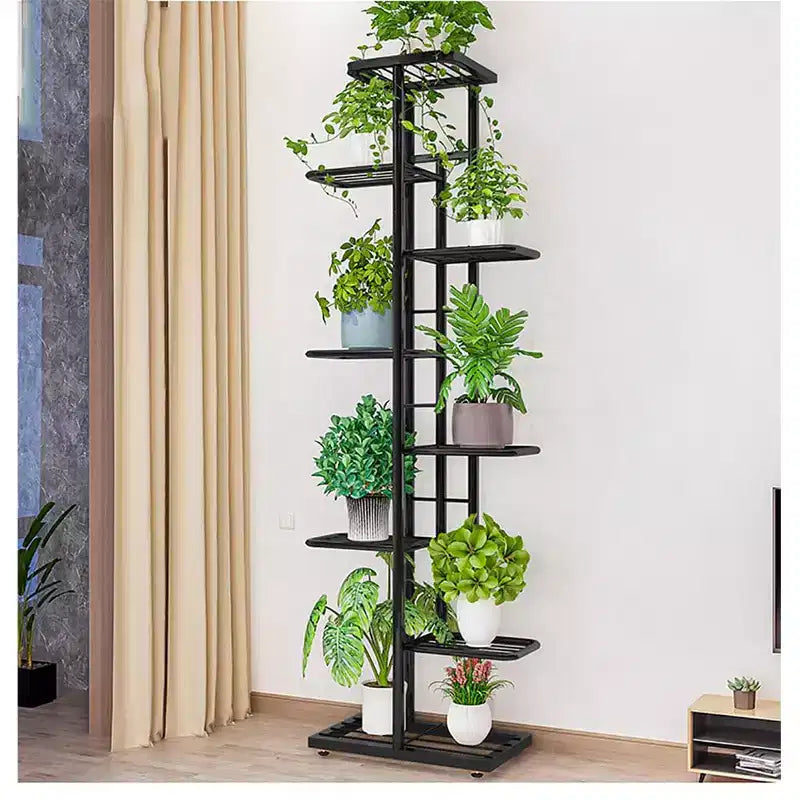 Étagère à plantes en métal à 8 niveaux pour plantes d'intérieur multiples, grande étagère d'angle de 141 cm