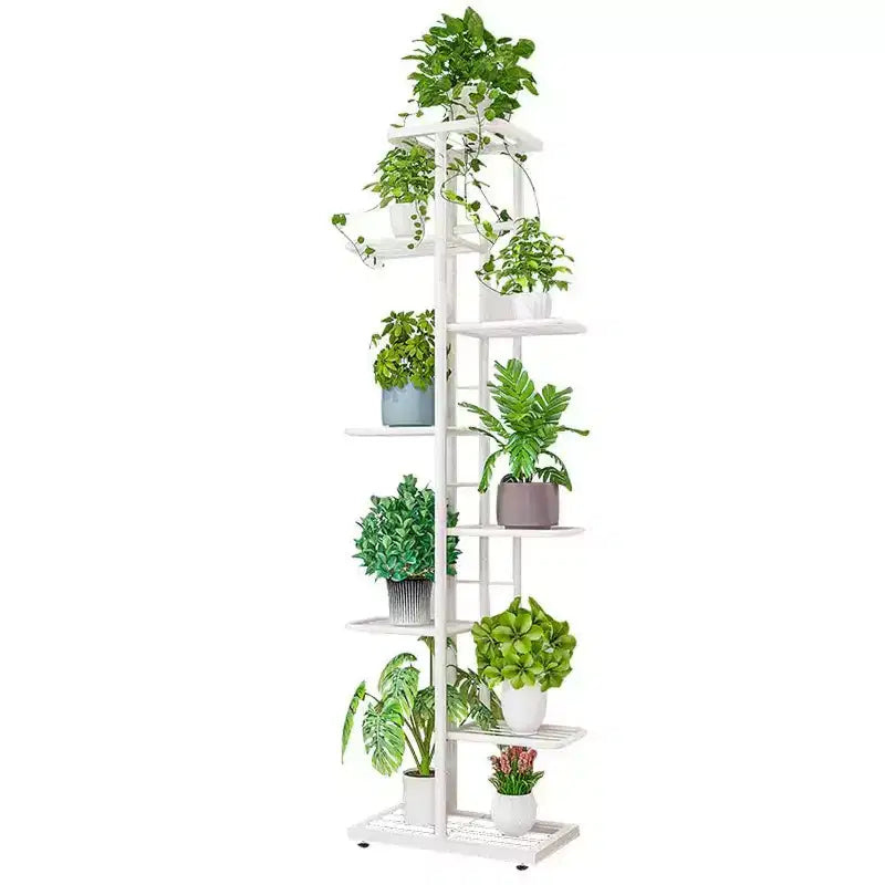Étagère à plantes en métal à 8 niveaux pour plantes d'intérieur multiples, grande étagère d'angle de 141 cm