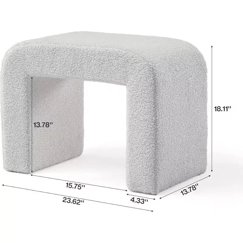 Tabouret de Maquilleuse Moderne, Pouf Rembourré, Repose-Pieds de Canapé Incurvé - Entièrement Assemblé