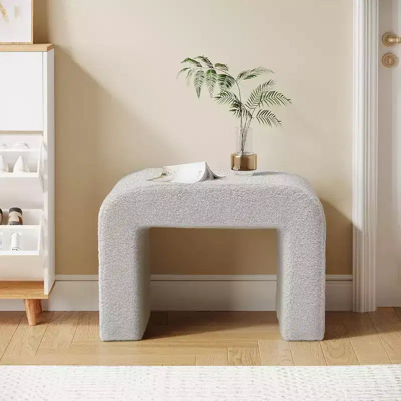 Tabouret de Maquilleuse Moderne, Pouf Rembourré, Repose-Pieds de Canapé Incurvé - Entièrement Assemblé