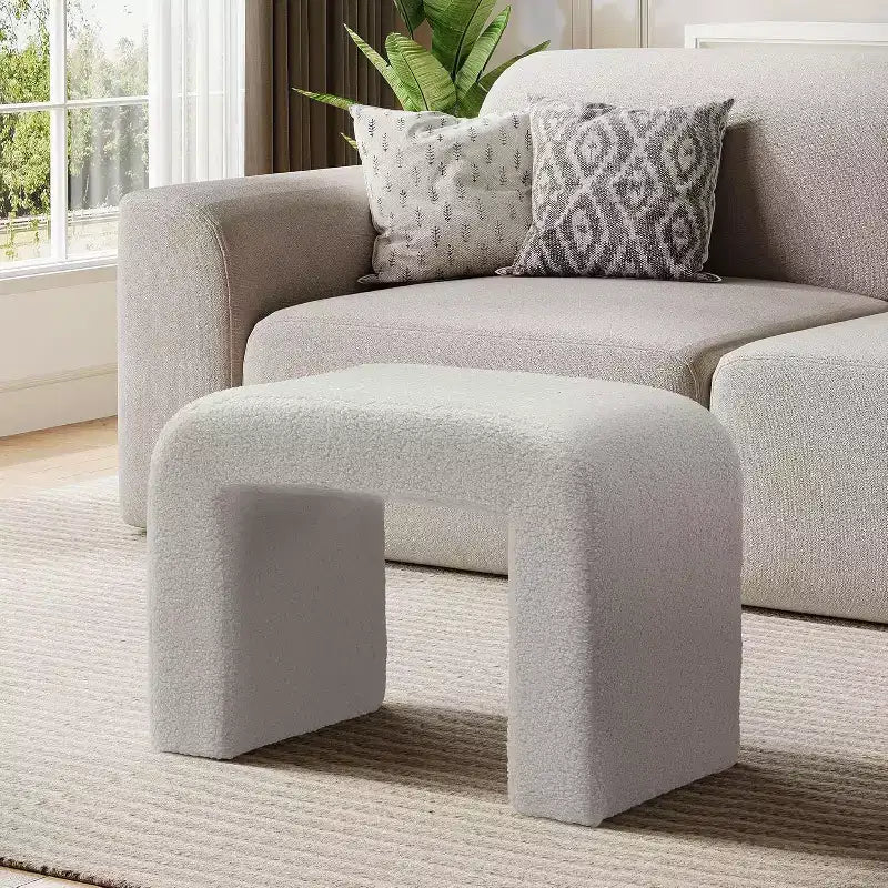 Tabouret de Maquilleuse Moderne, Pouf Rembourré, Repose-Pieds de Canapé Incurvé - Entièrement Assemblé