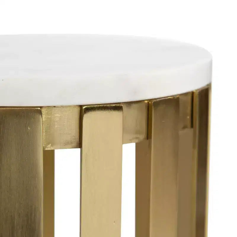 Table d'appoint ronde en bois avec plateau en marbre