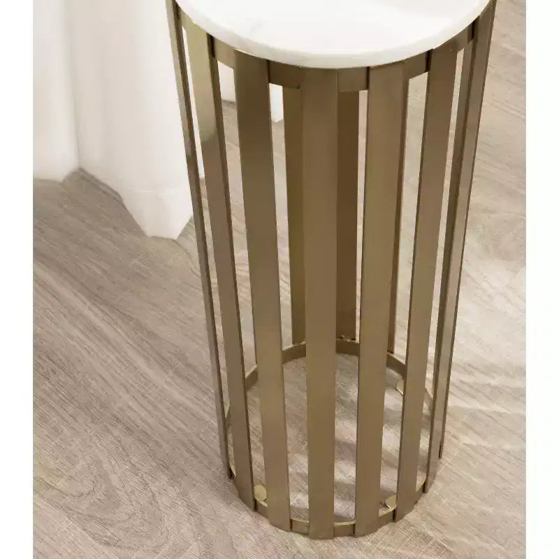 Table d'appoint ronde en bois avec plateau en marbre