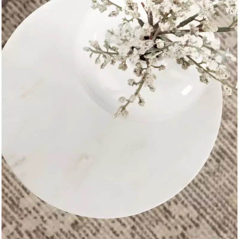 Table d'appoint ronde en bois avec plateau en marbre