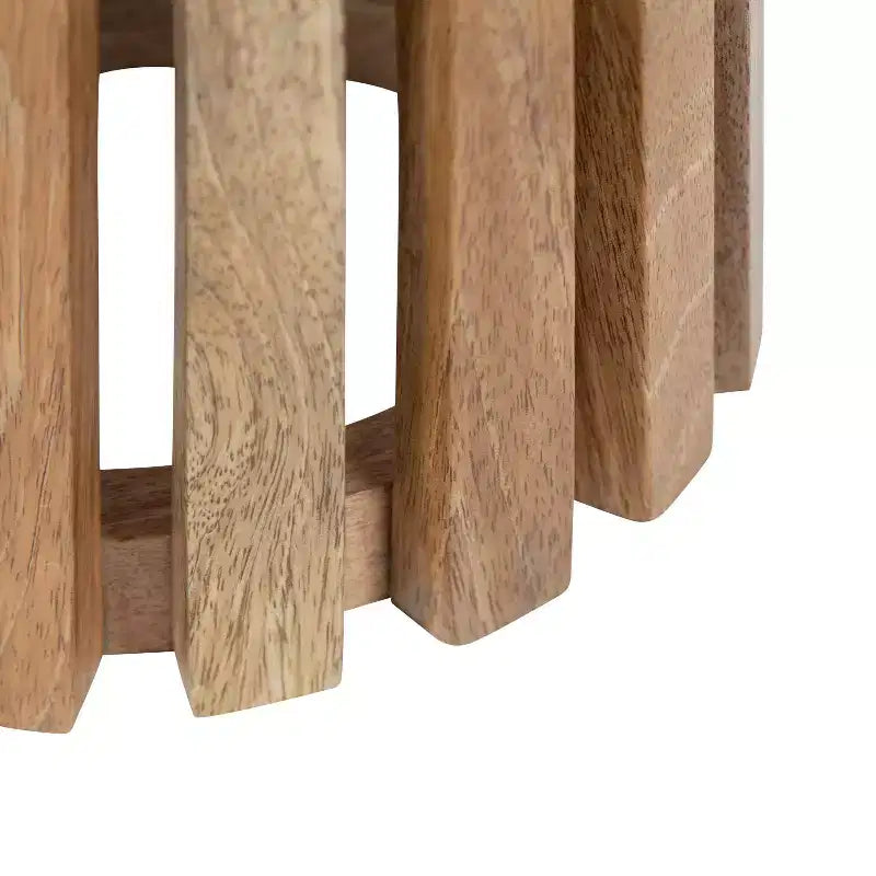 Table d'appoint ronde en bois avec plateau en marbre