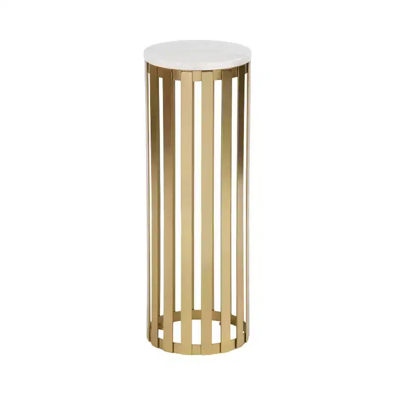 Table d'appoint ronde en bois avec plateau en marbre