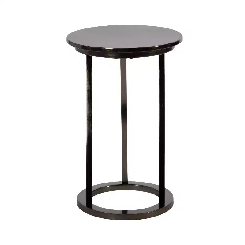 Table d'appoint ronde en métal au fini laiton antique