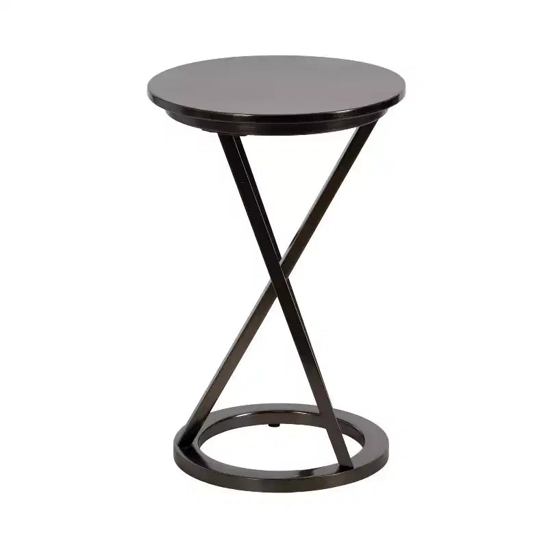 Table d'appoint ronde en métal au fini laiton antique